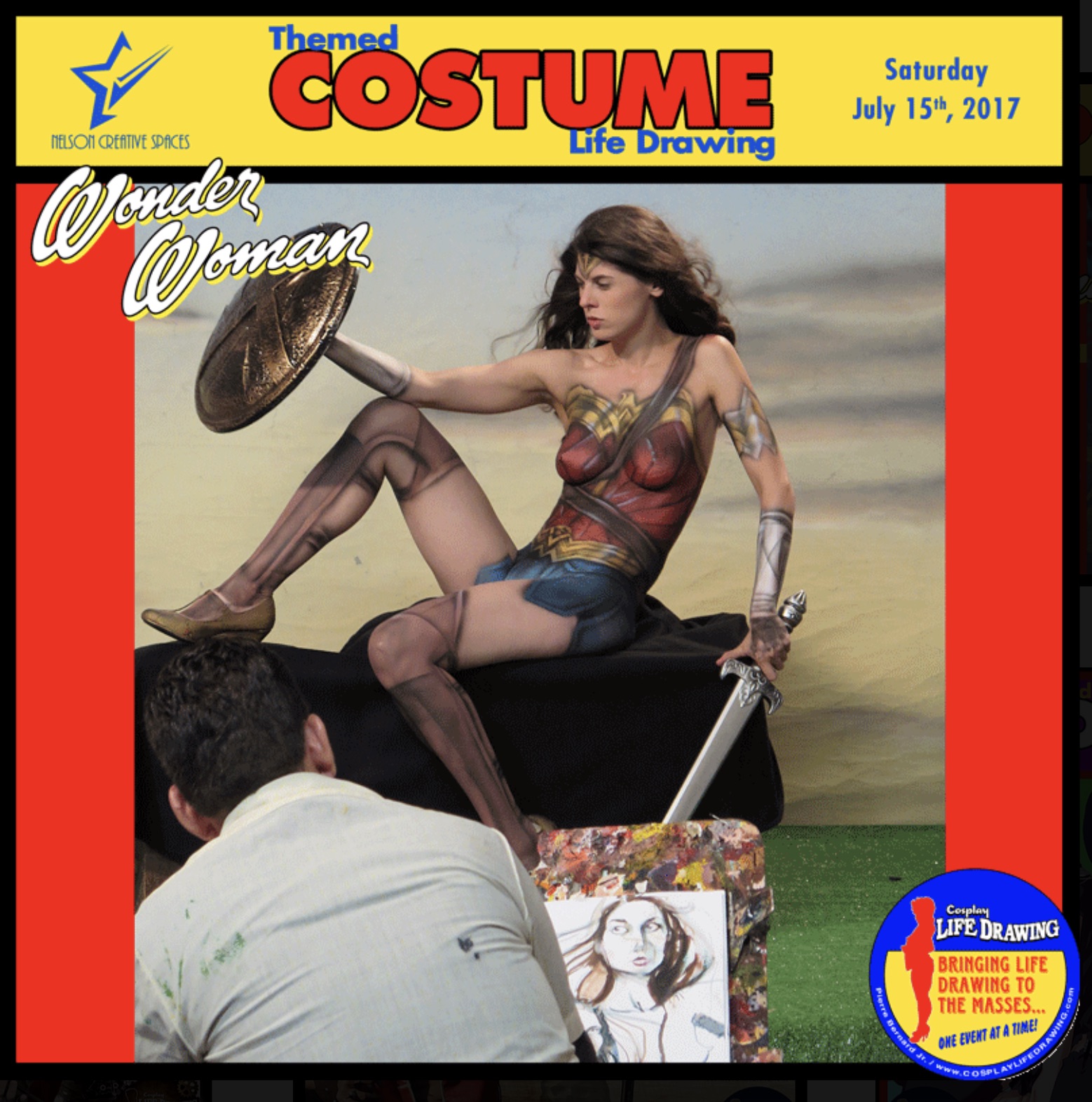 album cover - Themed Costume Ospice Wonder Woman Life Drawing Saturday July 15th, 2017 Company Life Drawing Bringing Life Drawing To The Masses...